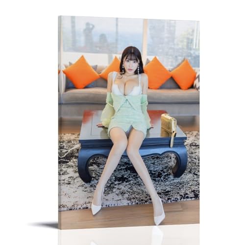 ZOZO HOUSE Sexy Asian Girl Sitting on Wooden Table Gemälde 20x30inch(50x75cm) von ZOZO HOUSE