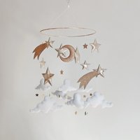 Sternschnuppen Und Wolken Baby Mobile Junge - Sternennacht Kinderzimmer Neutral Mond Sterne Krippe Weltraum von ZOZOtoys