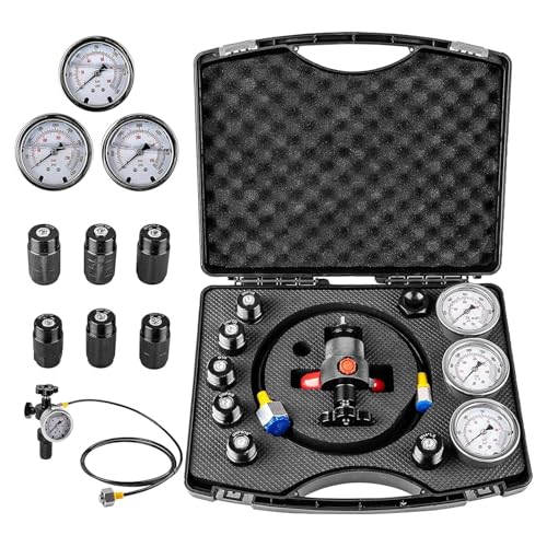 ZPBLWT Hydraulischer Stickstoffdruck -Test -Set, Ladungskit des hydaulischen Stickstoff -Akkumulators, Hydraulikprüfmesser mit 3 -Messgeräten 7 -Grenzfläche und 1 Gasschlauch für Drucktests ZPBLWT Hydraulischer Stickstoffdruck -Test -Set, Ladungskit des hydaulischen Stickstoff -Akkumulators, Hydraulikprüfmesser mit 3 -Messgeräten 7 -Grenzfläche und 1 Gasschlauch für Drucktests von ZPBLWT