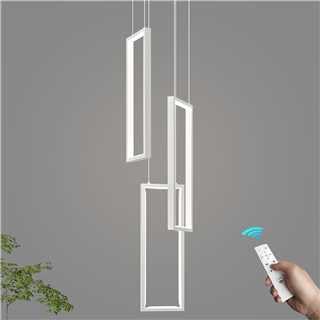 ZPBSJ Moderne Dimmbar Küche Pendelleuchte Leuchten LED Weiß Pendel 3 Ring Rechteckige Hängend Dimmbar für Esszimmer Schlafzimmer Wohnzimmer Flur von ZPBSJ