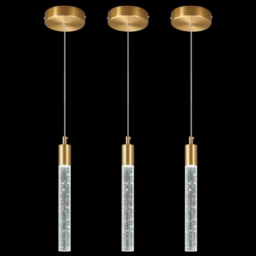 ZPBSJ Moderne Kücheninsel Pendelleuchte LED Gold Mini Pendelleuchte Goldene Nachttisch Kleine Pendelleuchten(3-Pack) von ZPBSJ