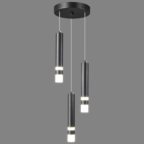 ZPBSJ Moderne Pendelleuchte Einstellbare Höhe LED Schwarz Mini Pendelleuchte fo Kücheninsel Schlafzimmer Nachttisch Kleine Pendelleuchten (3-Licht) von ZPBSJ