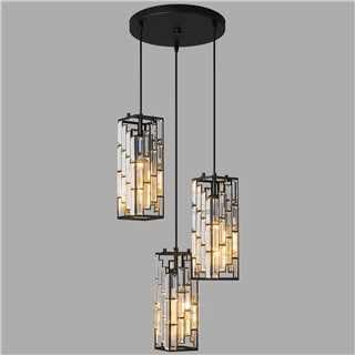ZPBSJ Moderne Schwarze Pendelleuchte 3 Flammig Mini Kristall Kronleuchter, Justierbare Rechteck Esszimmerlampe für Kücheninsel ein WohnzimmerSchlafzimmer von ZPBSJ