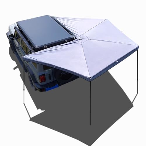 270-Grad-Fächerzelt, Beifahrerseitenmarkise, SUV-Außendach for die Automontage, Sechseckiges Design, Inklusive Schwarzer Reiseabdeckung(Gray,S) von ZPDMJEO