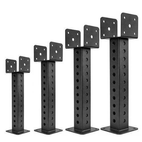 Dachstandrohrhalterung, Höhenverstellbarer Pergola-Dachstandrohrträgersattel, Schwarzer Pfostensockel, Holzschutz for Außengeländer, 1 Stück, 2 Stück, 4 Stück(4PCS) von ZPDMJEO