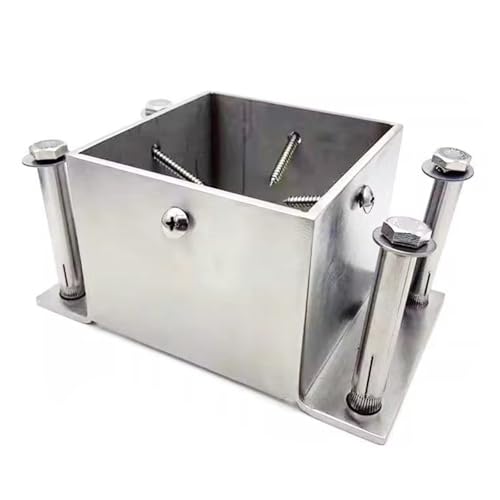 Edelstahl-Säulensockel 2x2 3x3 4x4 5x5 6x6 7x7 8x8 Zoll, Säulenhülse, Silber, Stützdecksockel, Zaunbausatz, Holzschutz for Außengeländer(3.7x3.7x3.1in,2PCS) von ZPDMJEO
