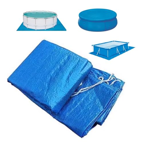 Extragroße Rahmen-Poolabdeckung, Isolierte Aufblasbare Poolunterlage aus Schaumstoff, Staubschutz, Regenschutz-Bodenplane, Mehrere Größen Erhältlich, Blau(Cover-Diam 4.6m/15.1ft) von ZPDMJEO