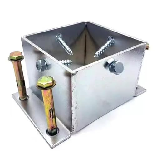 Pfostenbasis, Säulenbasis, Silber, 2 STK, 2×2，4×4, 6×6, 8×8, Geländerhalterung for Außenausstellungshallen, Eisenverzinkte Quadratische Säulenfüße(2.4inx2.4inx3.1in) von ZPDMJEO