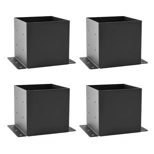 Pfostensockel, Holzschutz for Außengeländer, 5,8 X 5,8 Zoll, Stützdecksockel aus Verzinktem Eisen, Robuster Zaunpfostenanker aus Stahl, Schwarz(4PCS) von ZPDMJEO
