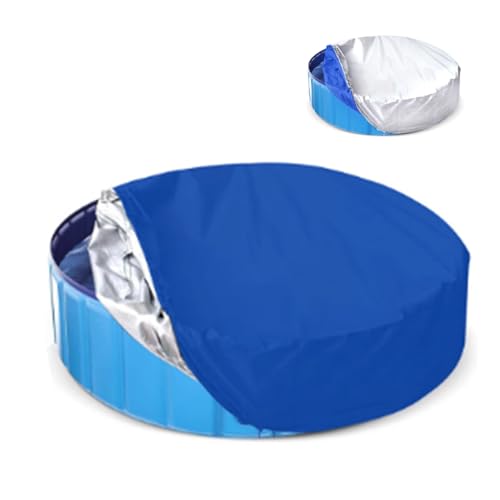 Runde Poolabdeckung,Dreilagige UV-beständige Regenfeste Plane,1-teilige Staubdichte Schutzhülle for Den Außenbereich,2,44 M,3 M,Wasserdicht Versiegelte Kanten(Blue Silver,3m/9.8ft) von ZPDMJEO
