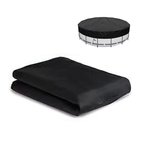 Runde Schwimmbadabdeckung, Oxford-Material, 1 Outdoor-Staubschutzabdeckung, 8 Fuß, 10 Fuß, Wasserdicht, Kordelzug-Design, Schwarz und Silber Zweifarbig(2.4m/7.9ft) von ZPDMJEO