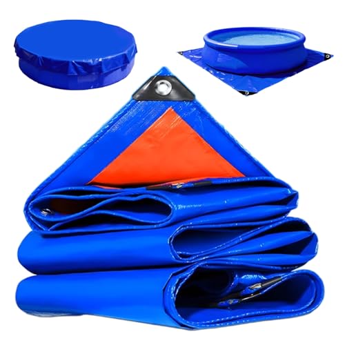 Runde Winterabdeckung for Schwimmbäder, 1 Stück Verschleißfeste und Kratzfeste Kundenspezifische Staubdichte Plane, Wasserdichte Bodenmatte, Blau-orange(9.2x9.2ft/2.8x2.8m) von ZPDMJEO
