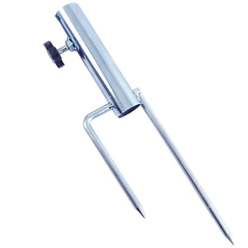 Sonnenschirm-Erdungsstecker, 1PC Strandschirmbasis, Bannerstecker, Zweibeiniger Erdnagel, Verzinkt, Rostfrei, Silber(L) von ZPDMJEO