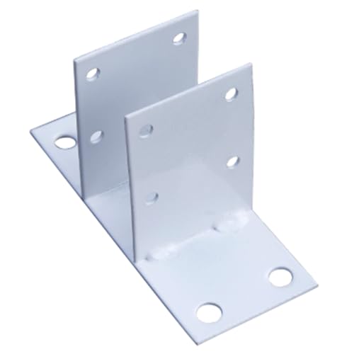 Zubehör for Die Zauninstallation aus Imprägniertem Holz, Rechtwinklige Eisenfüße, Zaunpfosten-Befestigungswinkel, Verbindungsbeschläge, Schwarz, Weiß(White,2PCS_CARD SLOT) von ZPDMJEO