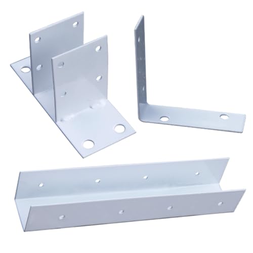 Zubehör for Die Zauninstallation aus Imprägniertem Holz, Rechtwinklige Eisenfüße, Zaunpfosten-Befestigungswinkel, Verbindungsbeschläge, Schwarz, Weiß(White,4PCS_COMBINATION) von ZPDMJEO