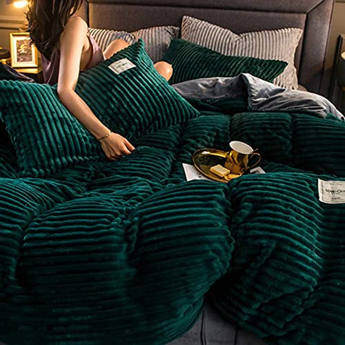 ZPEE Cord Bettdeckenbezug 3 Stück Set,Ultra Weich Bettbezüge 2 Kissenbezüge Bettwäsche-Sets Bettbezug Mit Krawatten Doppelbett Bettwäsche-Grün 150x200cm(59x78.7inch) von ZPEE