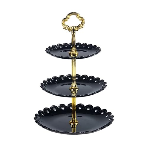 Obst Etagere Kuchen Obstteller Tablett Dessert Hochzeit Dreischichtkuchen zählen Herz Rack Dessertteller(Black trumpet) von ZPFDSG