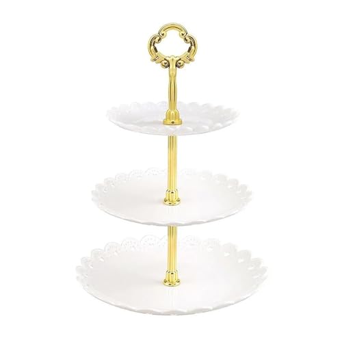 Obst Etagere Kuchen Obstteller Tablett Dessert Hochzeit Dreischichtkuchen zählen Herz Rack Dessertteller(White trumpet) von ZPFDSG