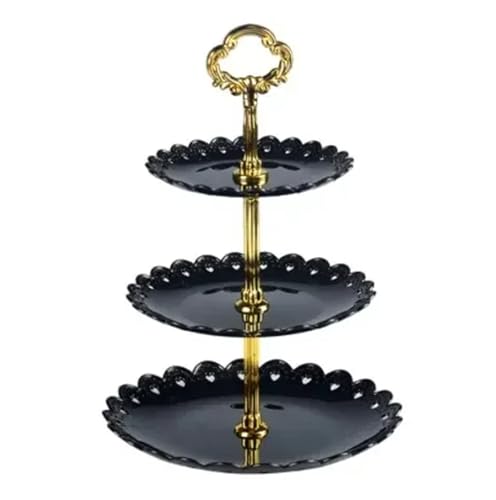 ZPFDSG Obst Etagere 3 schicht Kuchen Stehen Obst Platte Tablett Display Geburtstag Party Dessert Hochzeit(Black) von ZPFDSG