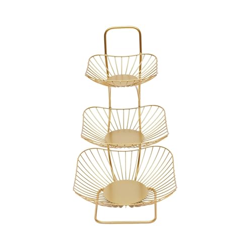 ZPFDSG Obst Etagere 3-stufiger Obstteller-Gemüseschalenkorbhalter, Aufbewahrungsständer, Organizer, Schwarz/Gold(Gold) von ZPFDSG