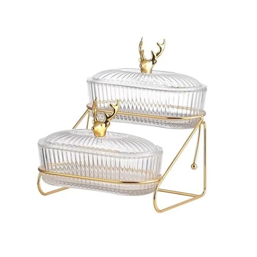 ZPFDSG Obst Etagere Design-Obstschale, Elegantes 3-stöckiges Trockenobst-Präsentationstablett Mit Nussständer, Stilvoller Snackteller For Obst Und Süßigkeiten(Dual Layer) von ZPFDSG