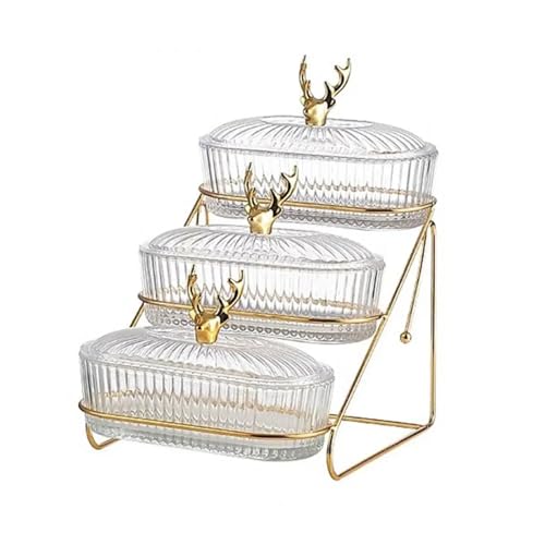 ZPFDSG Obst Etagere Design-Obstschale, Elegantes 3-stöckiges Trockenobst-Präsentationstablett Mit Nussständer, Stilvoller Snackteller For Obst Und Süßigkeiten(Triple Layer) von ZPFDSG