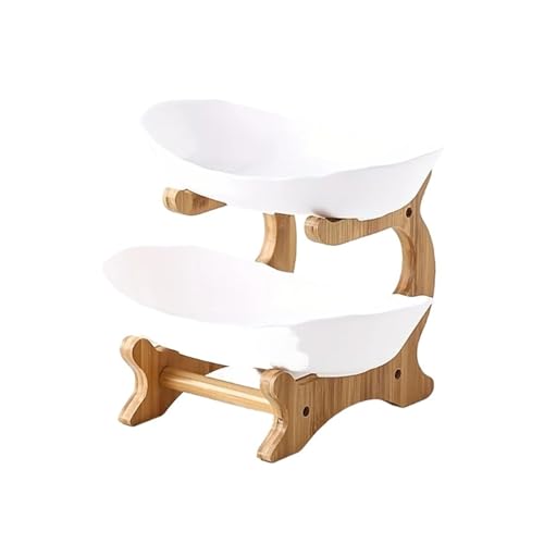 ZPFDSG Obst Etagere Doppel-/Dreischichtiger moderner Holz-Wohnzimmer-Mehrschicht-Snacknetz-Obstteller aus Kunststoff Dreischichtiger Dessertteller aus Holz(White S) von ZPFDSG