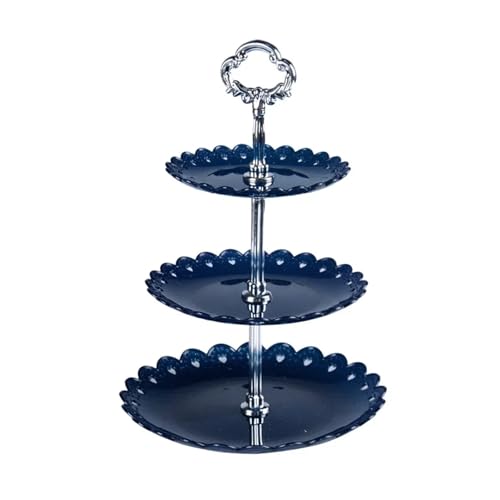 ZPFDSG Obst Etagere Drei-schicht Kuchen Tablett Kuchen Ständer Hochzeit Party Dessert Tisch Süßigkeiten Obst Platte Kuchen Display Stand Dessert Snack Tablett(Blue) von ZPFDSG
