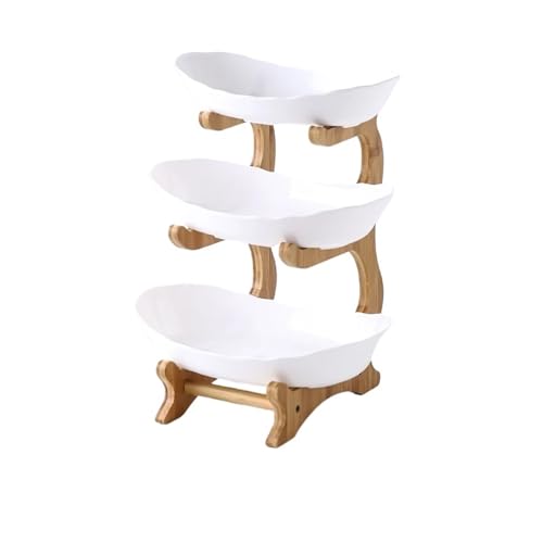 ZPFDSG Obst Etagere Dreischichtige Tischteller, Essgeschirr, Obstschale Aus Holz For Die Küche Mit Böden, Unterteiltes Gericht, Snacks, Süßigkeiten, Kuchenständer, Salatschüssel(White 3 layer) von ZPFDSG
