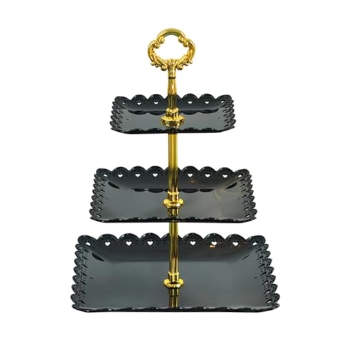 ZPFDSG Obst Etagere Dreischichtiger Tortenständer Hochzeitsfeier Desserttisch Süßigkeiten Obstteller Kuchen Selbsthilfe Display Home Tischdekoration Tabletts(Black) von ZPFDSG