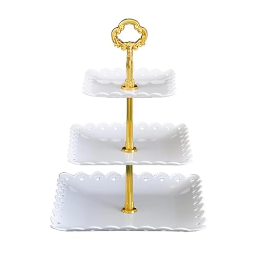 ZPFDSG Obst Etagere Dreischichtiger Tortenständer Hochzeitsfeier Desserttisch Süßigkeiten Obstteller Kuchen Selbsthilfe Display Home Tischdekoration Tabletts(White) von ZPFDSG