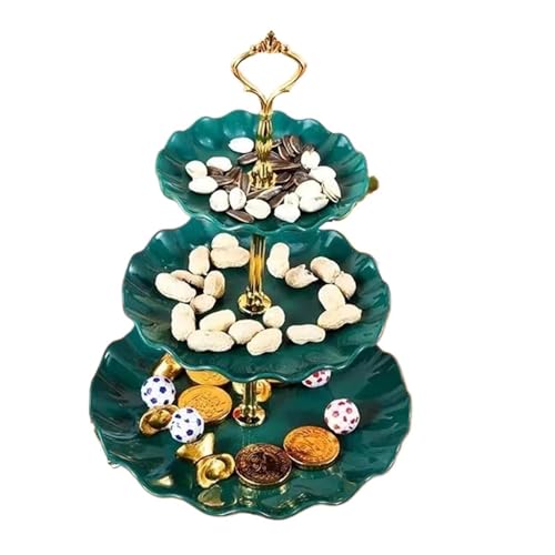 ZPFDSG Obst Etagere Dreischichtiges Obsttablett, mehrschichtiges Obst-Snacktablett aus Kunststoff, Wohnzimmer-Obst-Snacktablett, abnehmbare Doppelplatte(Green) von ZPFDSG