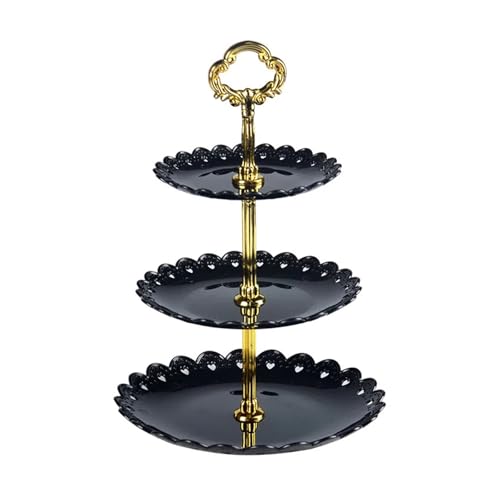 ZPFDSG Obst Etagere Kuchenständer Obstteller Tablett Display Cupcake Halter Regal Stapelbar Abnehmbarer Geburtstagsparty Hochzeit Desserthalter(Black) von ZPFDSG