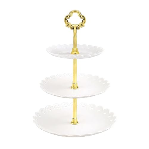 ZPFDSG Obst Etagere Kuchenständer Obstteller Tablett Display Cupcake Halter Regal Stapelbar Abnehmbarer Geburtstagsparty Hochzeit Desserthalter(White) von ZPFDSG