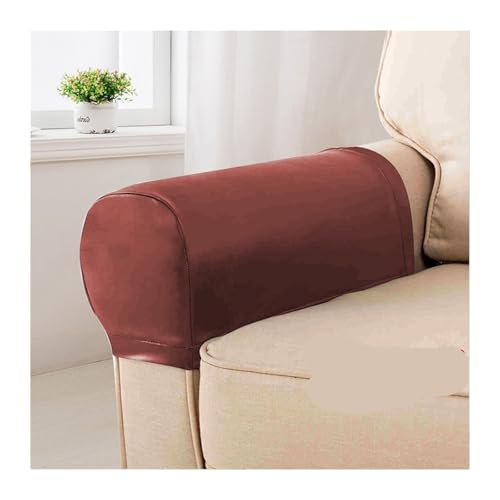 ZPFDSG Sofa Armlehne Bezüge 2Pcs PU Leather Sofa Armrest Covers Elastic Couch Chair Protector Removable Armchair Covers(Orange) von ZPFDSG
