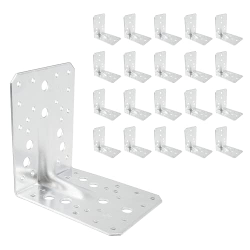 ZPH MARK Winkelverbinder - Winkel Metall - Stahlwinkel verzinkt - Winkel Weiss - Bauwinkel - Sturmwinkel - Winkelblech Montagewinkel Eisenwinkel - Winkelverbinder 130 x 130 x 100 x 2,5 mm 20 Stück von ZPH MARK