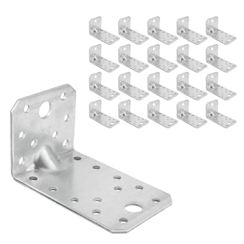 ZPH MARK Winkelverbinder - Winkel Metall - Stahlwinkel verzinkt - Winkel Weiss - Bauwinkel - Sturmwinkel - Winkelblech Montagewinkel Eisenwinkel - Winkelverbinder 50 x 90 x 55 x 2,5 mm 20 Stück von ZPH MARK