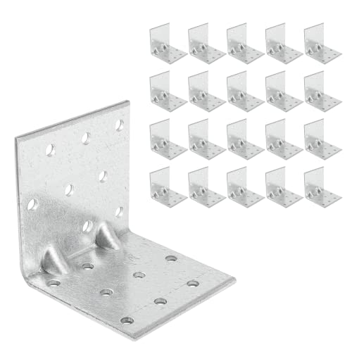 ZPH MARK Winkelverbinder - Winkel Metall - Stahlwinkel verzinkt - Winkel Weiss - Bauwinkel - Sturmwinkel - Winkelblech Montagewinkel Eisenwinkel - Winkelverbinder 60 x 60 x 60 x 2,5 mm 20 Stück von ZPH MARK