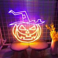 Kürbis Hexenhut Leuchtreklame Halloween Led-Licht Festival Party Event Dekor Home Schlafzimmer Wandkunst Dekoration Geschenke Für Kinder von ZPLNeonCustom