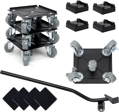 Möbel Transportrollen Set, Möbelroller Transportroller 5 Räder 360 Rotation Max for 500KG, 4 Stück mit 1 Lastenhebe, Möbel Transporthilfe Schwerlast für möbel verschieben von ZPONEED