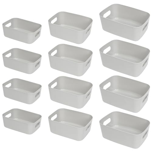 ZPONEED 12 Stück Aufbewahrungsboxen Kunststoff, Stapelbare Aufbewahrung Organizer Korb Boxen mit Griffen, Tidy Open Aufbewahrungsbox für Küche, Schrank, Büro, Bad, Spielzeug, 3 Größe ZPONEED 12 Stück Aufbewahrungsboxen Kunststoff, Stapelbare Aufbewahrung Organizer Korb Boxen mit Griffen, Tidy Open Aufbewahrungsbox für Küche, Schrank, Büro, Bad, Spielzeug, 3 Größe von ZPONEED