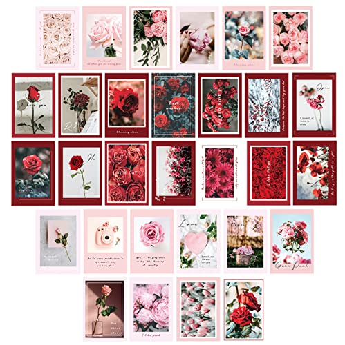 ZPPLD Ästhetisches Bild für Wandcollage,Wall Collage Kit Pink,30 Bilder Wandcollage set,Poster Kunstdrucke,Grußkarten,Wanddekoration,Wandkunstdrucke Zimmer VSCO (Romantic Rose), Bild-C, 30 x cm von ZPPLD