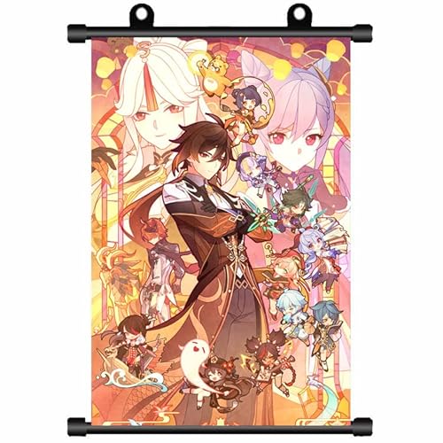 ZPPLD Genshin Impact Poster,Anime Poster Großes,Genshin Impact Rollbild / Stoff Poster für Wanddekoration, 60x40cm,Figur Manga Poster von ZPPLD