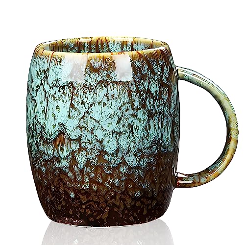 Kaffeetasse Groß, Cappuccino Tassen Steingut,Tasse 450ml,Große Tasse,Tasse Steingut,Teetasse mit Henkel,Kaffeetasse aus Keramik,Kaffeetasse aus Porzellan,Künstlerdesign Tasse (C) von ZPPLD