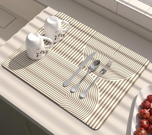 ZPPLD Kaffeemaschine Abtropfmatte,Abtropfmatte Geschirr, Kaffeemaschine Matte Unterlage (60 x 40cm) Saugstarke Trockenmatte Spüle und Bad, rutschfest & Schnelltrocknend von ZPPLD