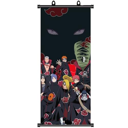 ZPPLD Naruto Poster,Naruto Rollbild,Anime Poster Großes,Akatsuki Poster,Anime Figur Videospiel Scroll,Stoff Poster für Wanddekoration, 70 * 30cm Manga Poster von ZPPLD