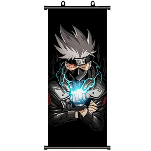 ZPPLD Naruto Poster,Naruto Rollbild,Anime Poster Großes,Hatake Kakashi Poster,Anime Figur Videospiel Scroll,Stoff Poster für Wanddekoration, 70 * 30cm Manga Poster von ZPPLD