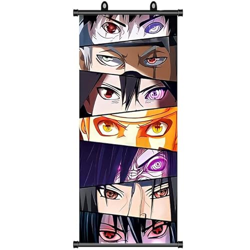 ZPPLD Naruto Poster,Naruto Rollbild,Anime Poster Großes,Sharingan Poster,Anime Figur Videospiel Scroll,Stoff Poster für Wanddekoration, 70 * 30cm Manga Poster von ZPPLD