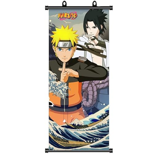 ZPPLD Naruto Poster,Naruto Rollbild,Anime Poster Großes,Uchiha Sasuke Poster,Anime Figur Videospiel Scroll,Stoff Poster für Wanddekoration, 70 * 30cm Manga Poster von ZPPLD