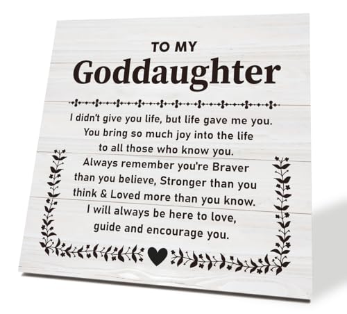 ZPPRJF Holzschild mit Aufschrift "God Daughter", Patentochter Geschenke, Holzschild Tischdekoration, Abschlussgeschenk für Gott Tochter Mädchen, Gott Tochter Geburtstagsgeschenk Form Gott Eltern, von ZPPRJF